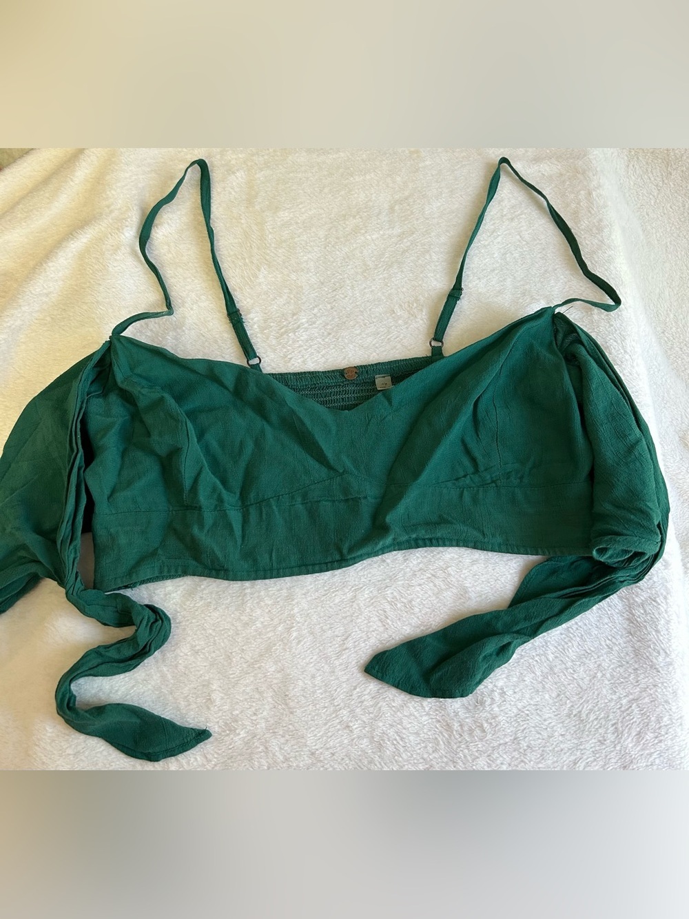 Free People FP One Palermo Green Bow Front Crop Top Small - Picture 6 of 7